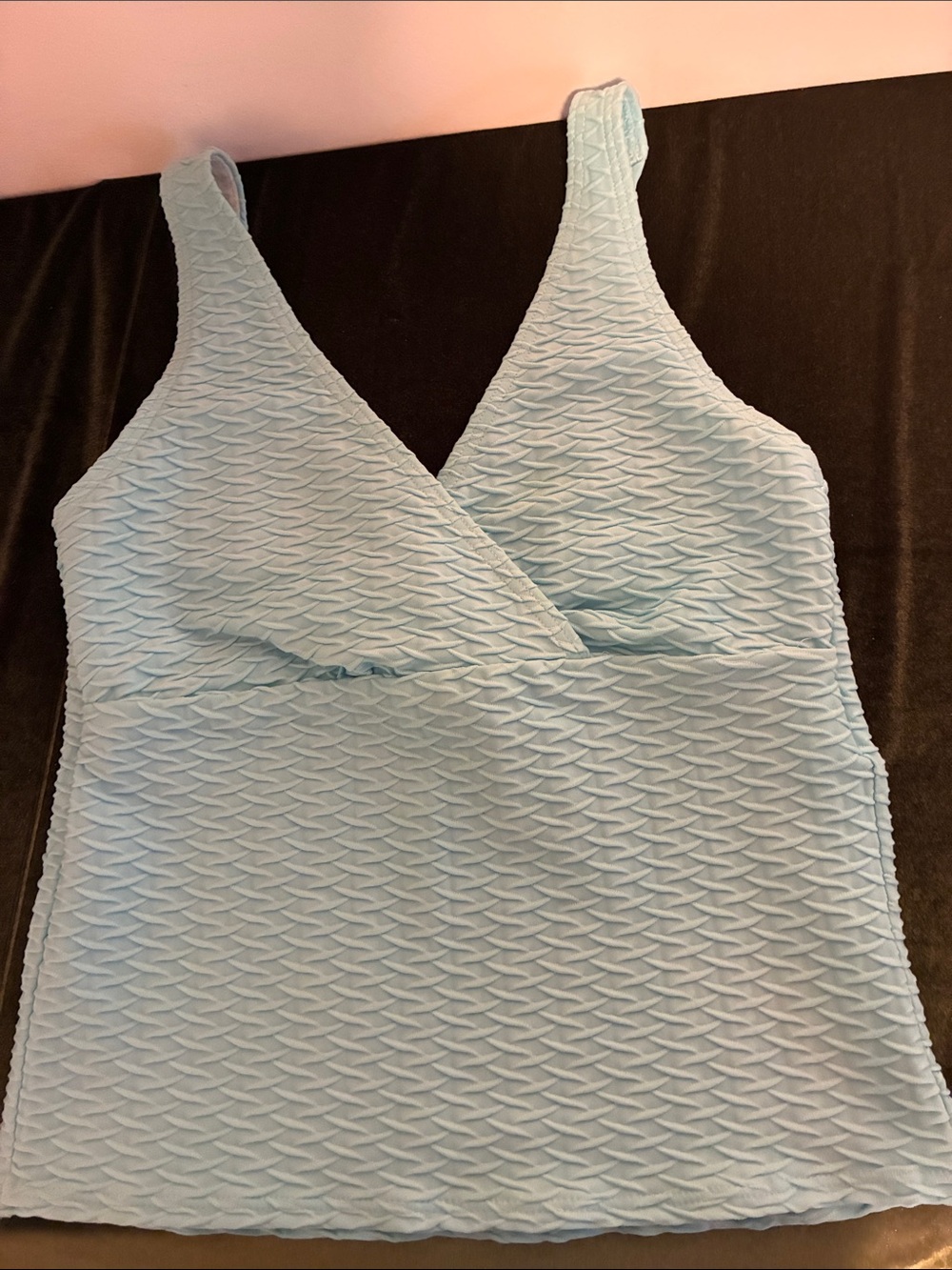 Lands' End Aqua Textured V-Neck Swim Cami